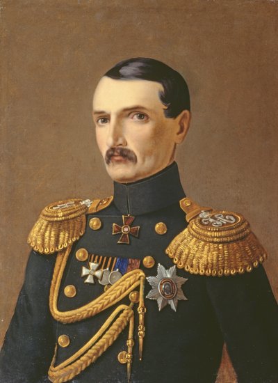 Portret van admiraal V.A. Kornilov (1806-1854), held van de Krim door A.F. Permyakov