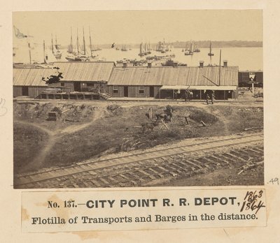 City Point spoorwegdepot door A.J. Russell