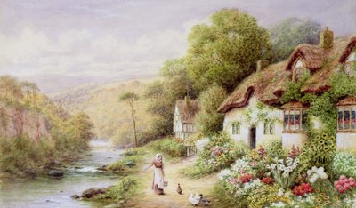 Huisjes bij een Stroom door A.N. Glover