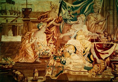 Azië, uit een wandtapijt van de vier hoeken van de wereld, detail van figuren, eerste helft van de 18e eeuw (detail) door A. Baertams