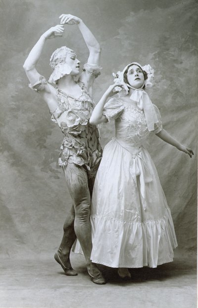 Nijinski en de Karsavina dansen in het ballet 