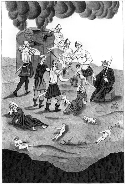 Joden nemen het bloed van christelijke kinderen voor hun mystieke rituelen, 1849 door A. Bisson