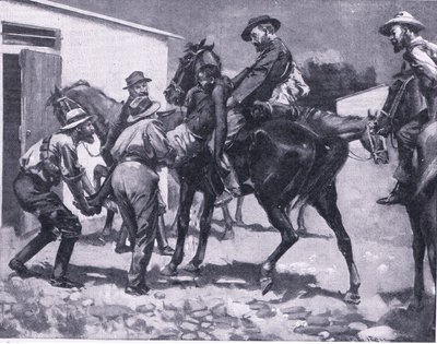 Esaus poging om te ontsnappen, uit After Pretoria: The Guerilla War gepubliceerd door Harmsworth Bros Limited, 1901 door A. C. Ball