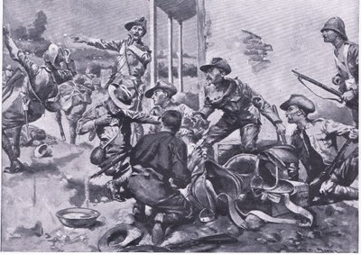 De aanval op Hamel Fontein Farm, uit After Pretoria: The Guerilla War gepubliceerd door Harmsworth Bros Limited, 1901 door A. C. Ball