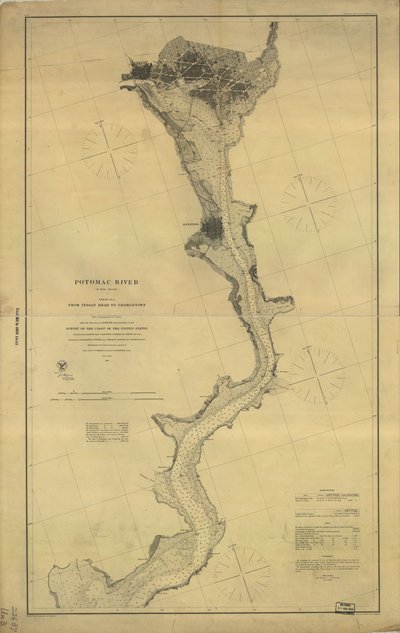 Potomac River (in vier bladen): Blad nr. 4, van Indian Head tot Georgetown door A. D. United States Coast Survey; Bache