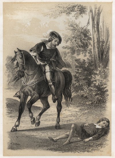Jacques Amyot (1513-1593), gered op 10-jarige leeftijd door een reiziger. Gravure door A. Duruy in 