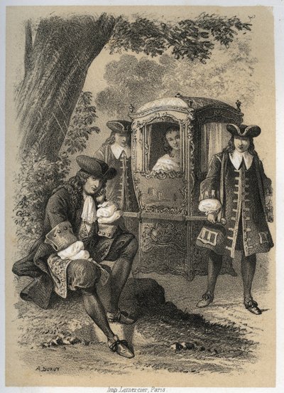 Marie Anne Mancini (1649-1714) Hertogin van Bouillon zag op een ochtend in Versailles Jean de la Fontaine (Lafontaine) opstaan onder een boom; 