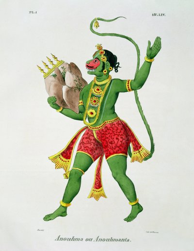 Hanuman, gegraveerd door de Racinet door A. Geringer
