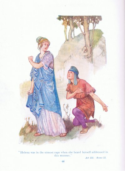 Helena was in de grootste woede toen ze hoorde dat ze op deze manier werd aangesproken (Een Midzomernachtsdroom), uit 