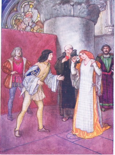 Toen ze haar masker afdeed, bleek de onbekende dame geen nicht te zijn (zoals werd gepresenteerd) door de dame heldin zelf (Veel Gedoe om Niets), uit 
