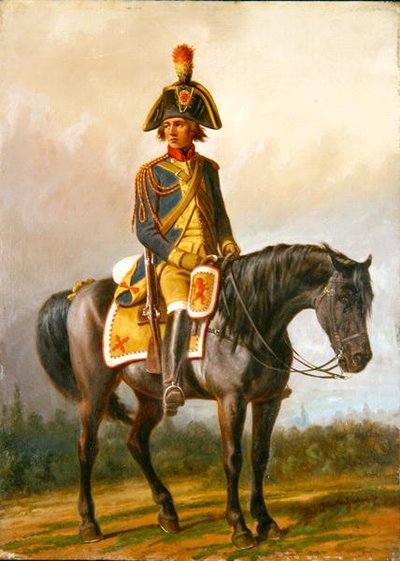 Een politieagent van de Verenigde Belgische Staten te paard door A. Jules Van Imschoot