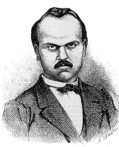 Portret van Louis Noir (1837-1901) Franse schrijver - gravure door Lemot uit 1870 door A Lemot