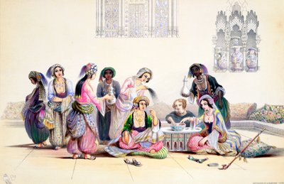 Interieur van een harem, Caïro, Egypte, midden 19e eeuw door A Margaretta Burr