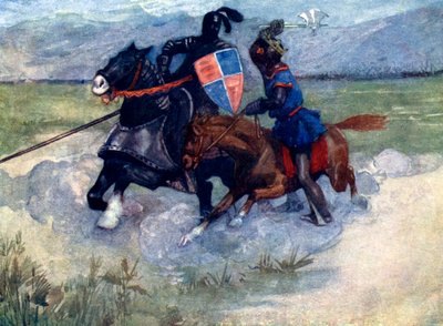 Bruce hief zijn strijdbijl hoog in de lucht..., 1314, 1905 door A. S. Forrest