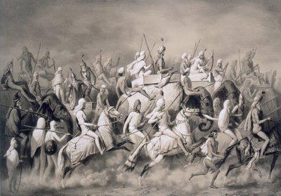 Chir Singh, Maharadja van de Sikhs en koning van Punjab met zijn gevolg op jacht nabij Lahore door A. Soltykoff