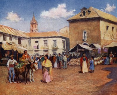 Malaga, een markt door A. Trevor Haddon