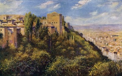 Uitzicht op Granada en het Alhambra door A. Trevor Haddon