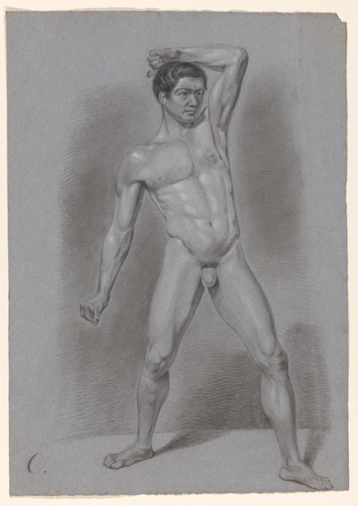 Staand mannelijk naakt, van voren gezien door A. Waterloo (attributed to)