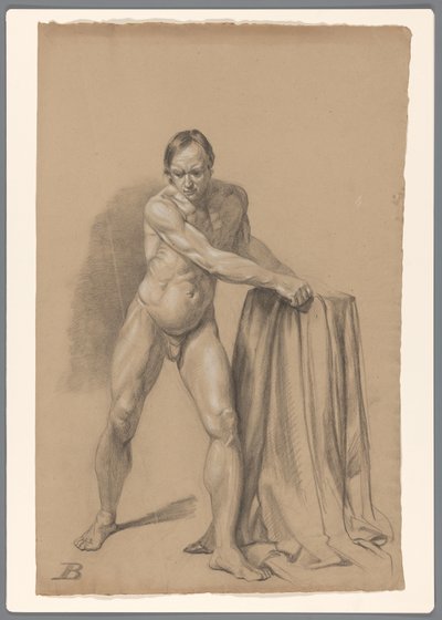 Staand mannelijk naakt, van voren gezien door A. Waterloo (attributed to)