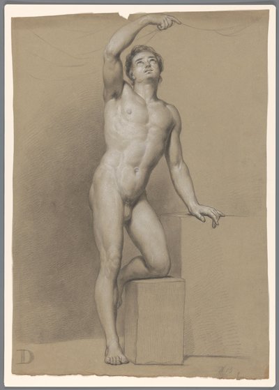 Staand mannelijk naakt, van voren gezien door A. Waterloo (attributed to)