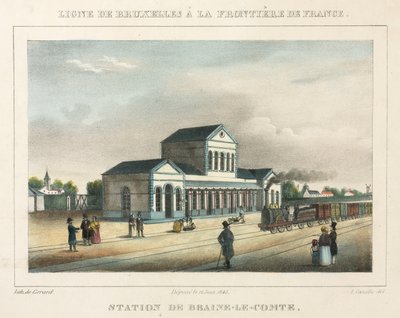 Station Braine-le-Comte, België, gegraveerd door Gerard, 1843 door A. after Canelle