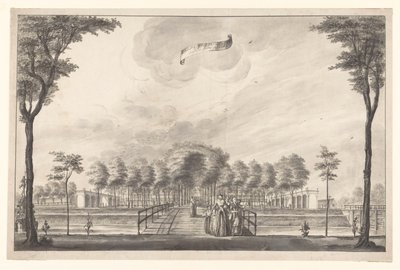 Gezicht op achterzijde landhuis Weltevreden door A. de Nelly (possibly)