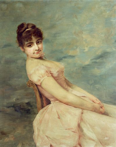 Portret van een jonge vrouw door A. de la Prely
