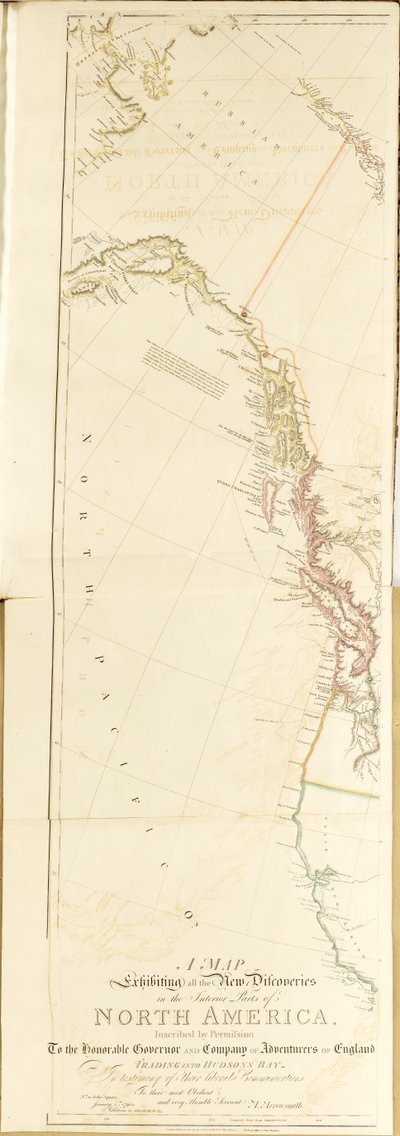 Een kaart met alle nieuwe ontdekkingen in de binnenlanden van Noord-Amerika door Aaron Arrowsmith