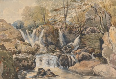 Watermolen en watervallen door Aaron Edwin Penley
