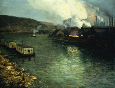Avond, Fabrieken aan de Rivier door Aaron Henry Gorson
