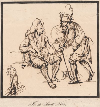 Een tuinman en een heer door Abbé de Saint Non Jean Claude Richard