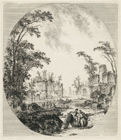 Deel van de oude Via Appia door Abbé de Saint Non Jean Claude Richard after Jean Baptiste Le Prince
