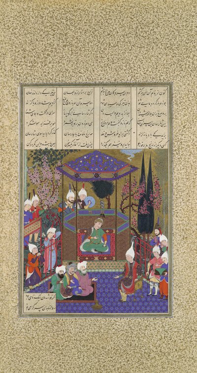 Zal legt de mysteries van de Magiërs uit, Folio 87v uit de Shahnama Boek der Koningen..., ca. 1525 door 