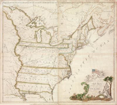 Eerste nationale kaart van Amerika, 1784 door Abel Buell