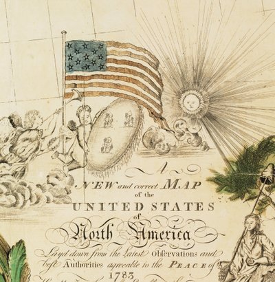 Eerste nationale kaart van Amerika, 1784 door Abel Buell