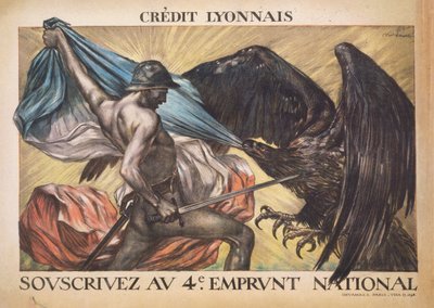 Crédit Lyonnais. Schrijf in op de 4e Nationale Lening, 1918 door Abel Faivre