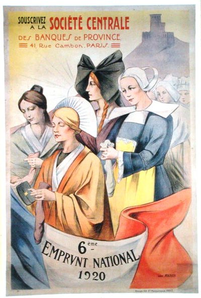 Poster die de Zesde Nationale Lening adverteert door Abel Mignon