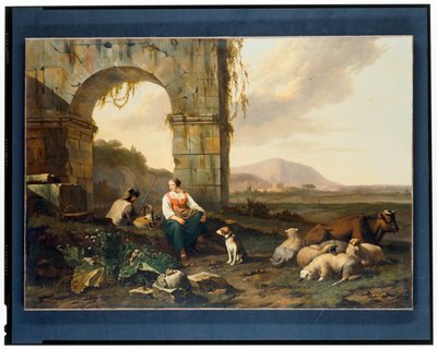 Italiaans landschap met herders door Abraham Jansz Begeyn