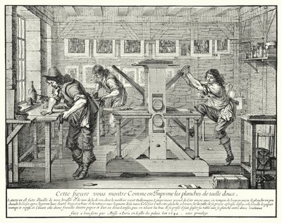 De Werkplaats van de Graveur door Abraham (after) Bosse