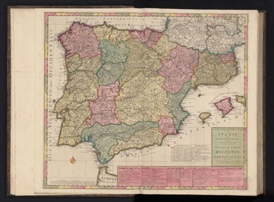 Kaart van Spanje en Portugal door Abraham Allard