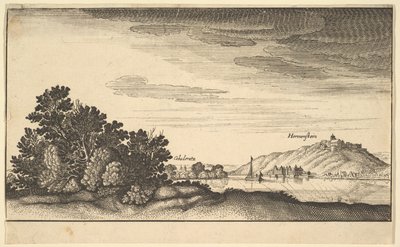 Landschap met Coblentz en Harmenstein, kopie, 17e eeuw door Abraham Aubri