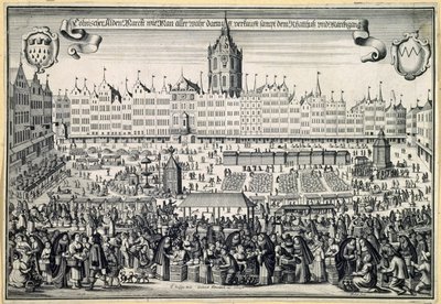 Oude Markt in Keulen door Abraham Aubry