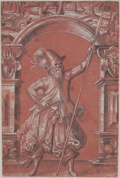 Een Zwitserse Garde voor een Sierlijke Boog (recto) door Abraham Bickhart