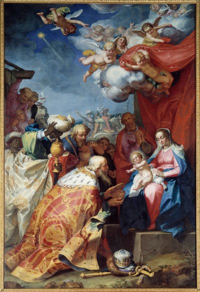 Aanbidding der Wijzen. door Abraham Bloemaert