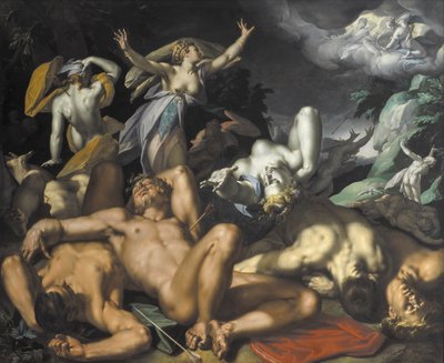 Apollo en Diana Straffen Niobe door haar Kinderen te Doden door Abraham Bloemaert