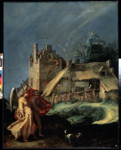 De jonge Tobias en de engel door Abraham Bloemaert