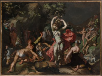 Mozes slaat op de rots door Abraham Bloemaert