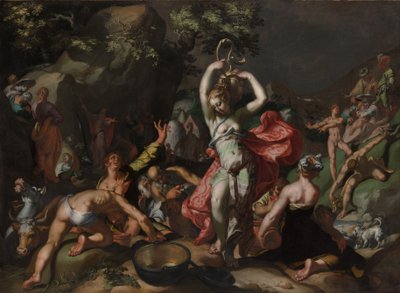 Mozes slaat op de rots door Abraham Bloemaert