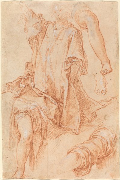 Studies van benen en draperie [recto] door Abraham Bloemaert