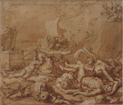 Theagenes en Chariclea na het schipbreuk door Abraham Bloemaert